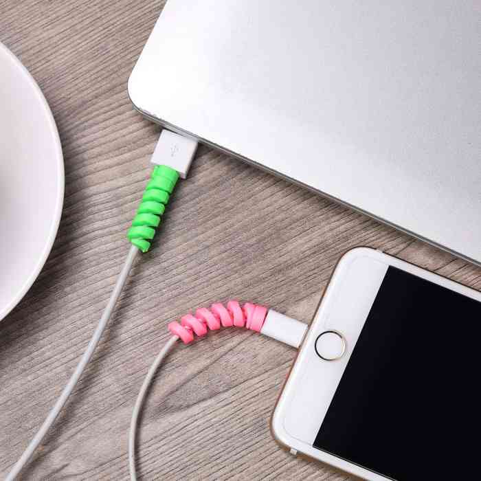 Cable Protector Silicone Bobbin Winder Wire Cord Organizer Cover For Apple Iphone USB Charger Cable Cord 4 Pcs